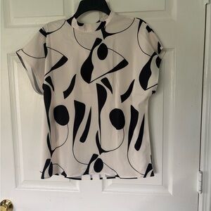 Abstract Black and White Women's Top